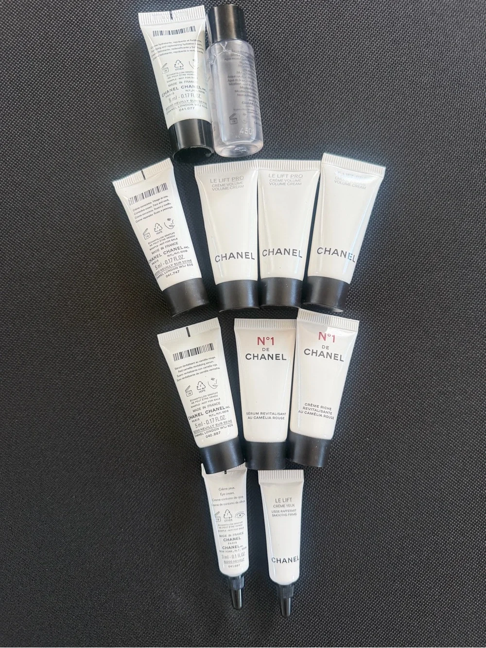 A bundle of 11 CHANEL Skincare Travel Size